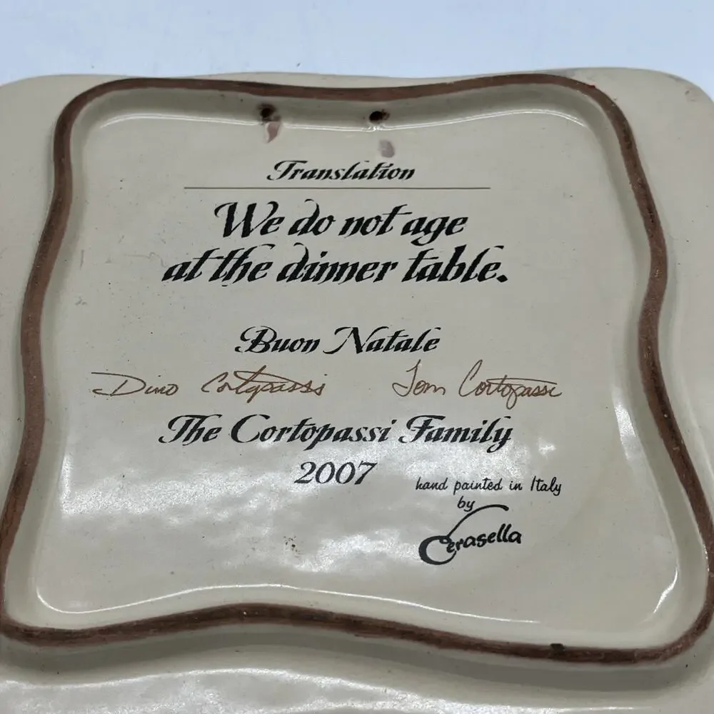 2007 Cortopassi Italian Proverb Tile – Hand‑Painted Cerasella Ceramic Trivet